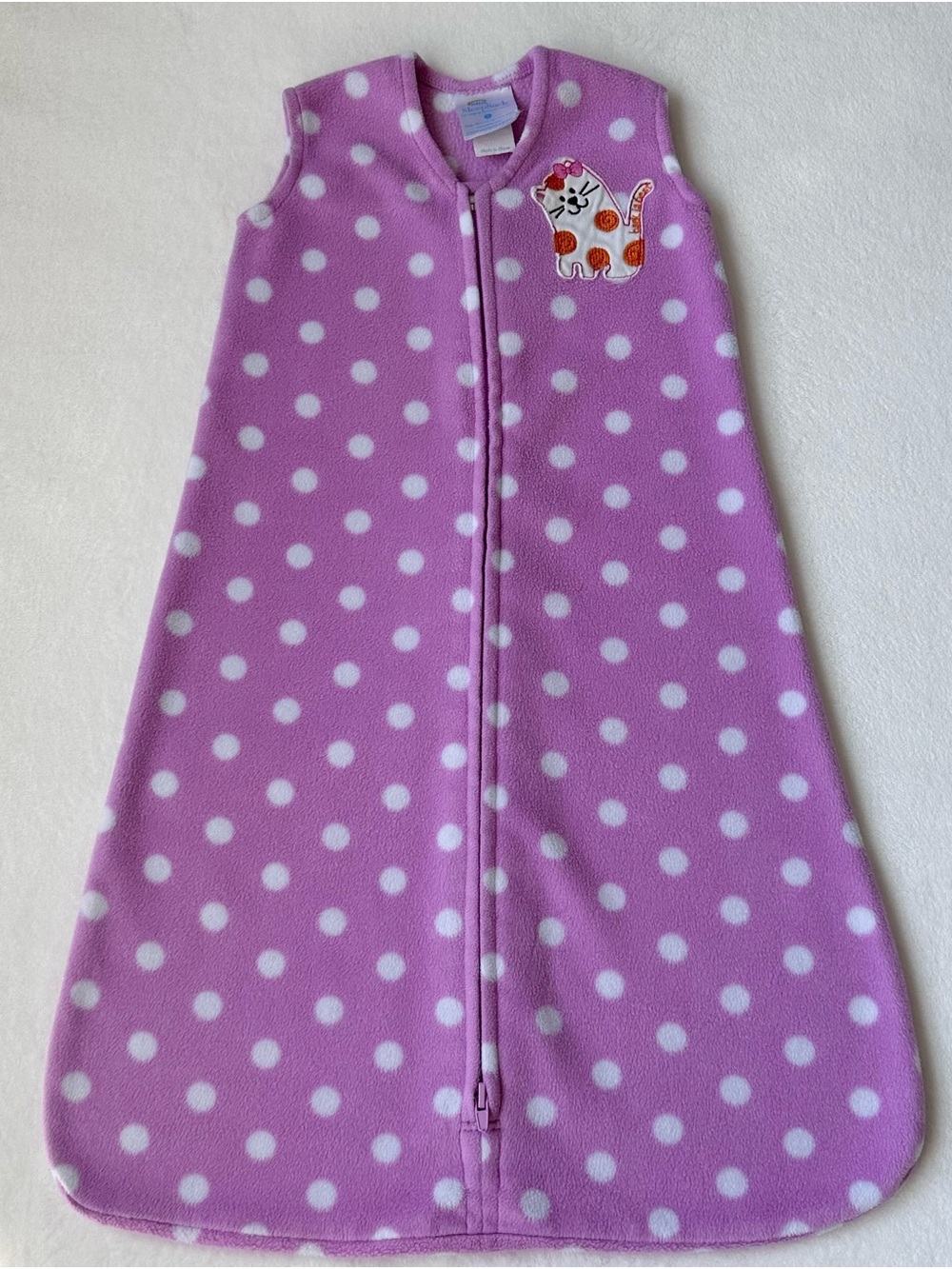 HALO Purple Polka Dot Fleece Sleep Sack with Cat Appliqué